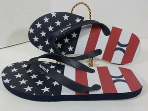 Hurley One and Only Americana rot weiß und blau Herren-Flip-Flops Größe 10 - Bild 1 von 3