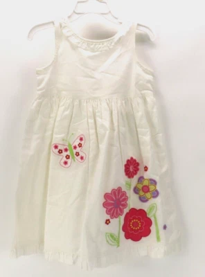 Vestido solero Oshkosh para niñas 3T blanco colorido mariposa flor apliques cosidos Foto 1 de 4