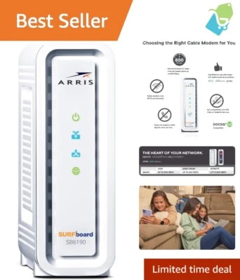 Compact White Cable Modem with 1.4 Gbps Speed – Ideal for Ultra HD Streaming - Image 1 of 4