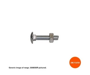 Cup Head Carriage Bolt & Nut Zinc 1/4" x 1" - Box of 50 - Picture 1 of 2