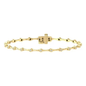 0.2Ct Lab Grown Diamond 10K Yellow Gold Fashion Bracelet 7" for Women 3.88gm - Picture 1 of 7