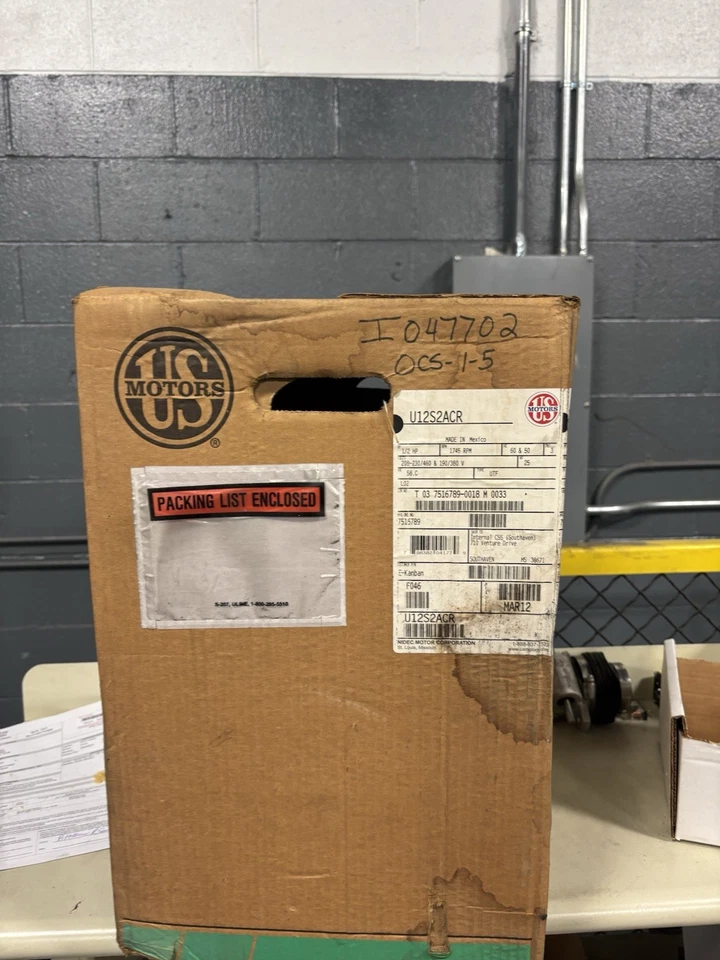 NEW US MOTORS U12S2ACR TYPE UTF MOTOR 1/2HP 56C 3PH 1745RPM - Image 1 of 3