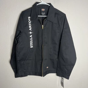 Dickies Men's Jacket Medium Unlined Eisenhower Black Stella Artois Full Zip NWT - Picture 1 of 8