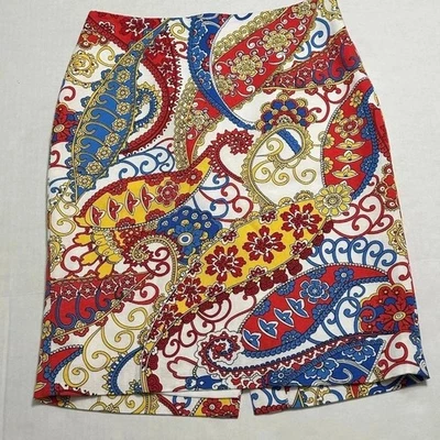 Falda Lápiz Talbots Petite Mini Paisley Colorida Mujer Talla 2 Petite Work Foto 1 de 4