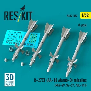1/32 Reskit RS32-0582 R-27ET (AA-10 Alamo-D) missiles (4 pcs) (MiG-29, Su-27, Ya - Picture 1 of 3