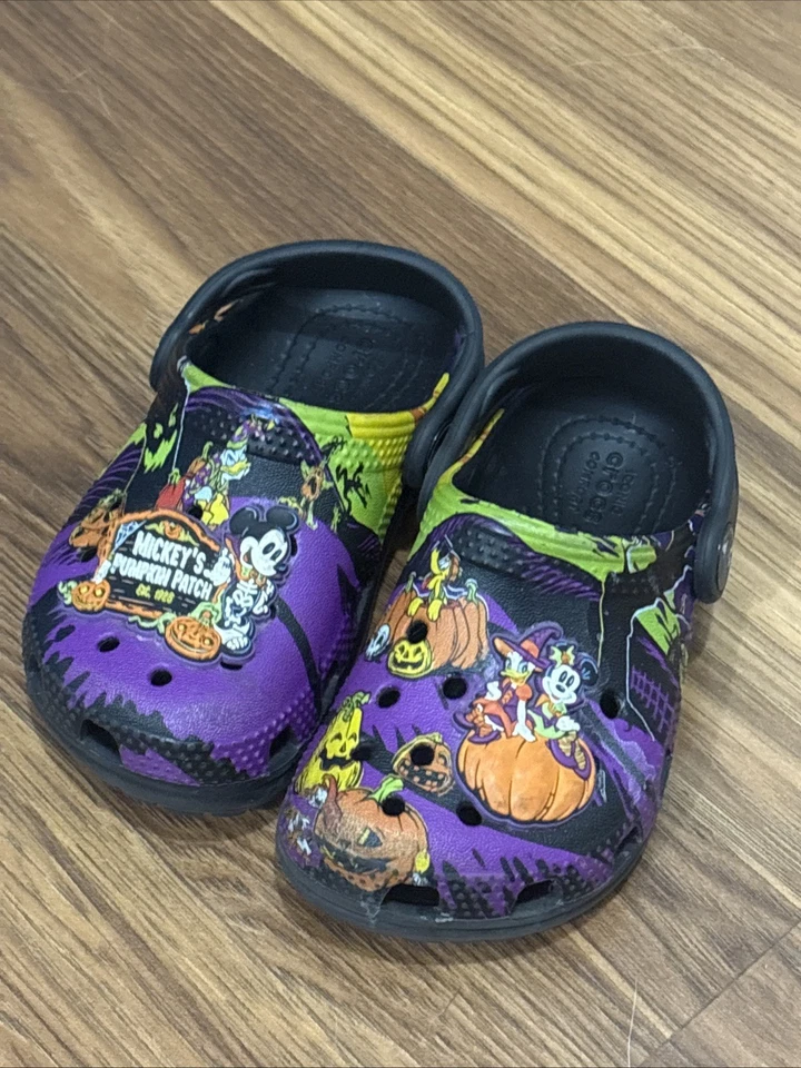 Crocs Bebé Niño Niño Niños Niñas Talla 7C Parche Calabaza Halloween Zapatos Zuecos Foto 1 de 4