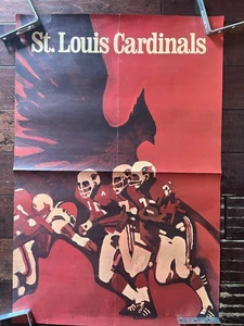 VINTAGE 1968 ST. LOUIS CARDINALS 24X36 FOOTBALL POSTER RARE ORIGINAL HUGE - Picture 1 of 10
