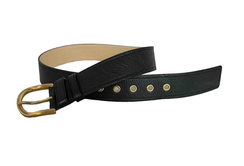 Cinturón de cadera Talbots Italia cuero guijarro negro contorneado talla S nuevo sin etiquetas boho Foto 1 de 4