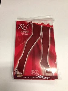 Economy Forum Women's Size Standard One Size Red Seamless Fishnet Footed Tights - Picture 1 of 2