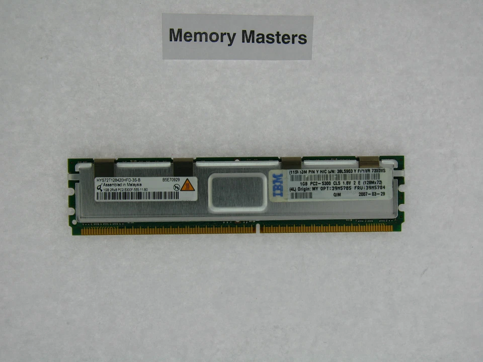 39M5785 39M5784 1GB Approvato (1x1GB) PC2-5300 FBDIMM Memoria IBM Sistemi x 2RX8 - Immagine 1 di 1