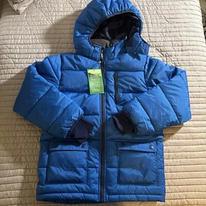 Nwt H&M Boy Puffer Winter Ski Jacket Coat Blue  Size 10-11 Y  Removable Hood - Picture 1 of 12