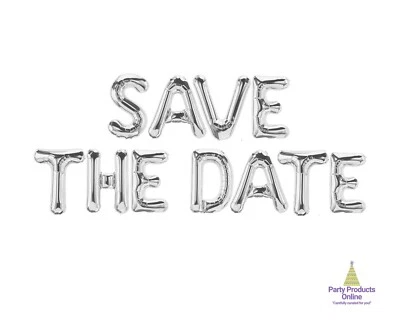 SAVE THE DATE Letra Globo Banner - Oro, Oro Rosa y Plata Decoración Foto 1 de 4