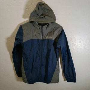 Columbia Unisex Kids Large Blue/Gray Zip Hooded  Wind BreakerJacket - Picture 1 of 2