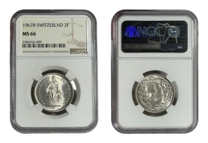 Switzerland, 2 Franc 1967B NGC MS66 Silver - Picture 1 of 5
