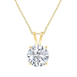 14K Gold Diamond Pendant VS1 Lab Grown Diamond Solitaire Pendant Necklace - Picture 1 of 3