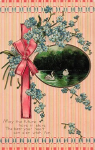 Viele glückliche Rückkehrer - Blumen im Relief - Indiana Pennsylvania - Vintage Postkarte E11 - Bild 1 von 3