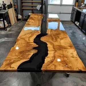 Black Epoxy Table, dining, Acacia Wooden Epoxy Resin Dining Table, Coffee Table - Picture 1 of 3