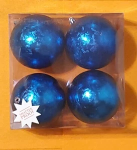 NEW BLUE SHATTER PROOF ORNAMENT SET OF 4 CHRISTMAS FUNKY TOWN HOBBY LOBBY - Picture 1 of 3