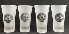 4 Princess Cruises 2oz Frosted Shot Glass with Northerner star Pewter Medallion