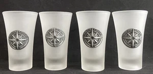 4 Princess Cruises 2oz Frosted Shot Glass with Northerner star Pewter Medallion - Picture 1 of 3