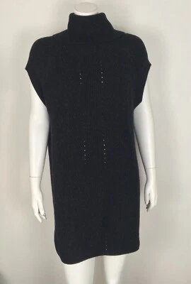 Vestido suéter para mujer VINCE NUEVO CON ETIQUETAS $365 de gran tamaño XS jaspeado negro lana/cachemira Foto 1 de 4