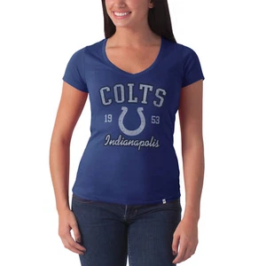 T-shirt donna NFL Indianapolis Colts retro logo scollo a V flanker marca '47 - Foto 1 di 1