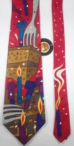 NWT 1991 THE BEATLES APPLE CORP BIRTHDAY CANDLES & CAKE 100% SILK NECK TIE - Picture 1 of 11