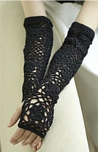 Crochet Opera Gloves Handmade Gothic Halloween One Size Fits Most - Picture 1 of 1