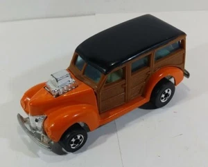 Vintage Hot Wheels #1131 1979 Hi Rakers Orange 40's Woodie BW Near-Mint (3") - Picture 1 of 20