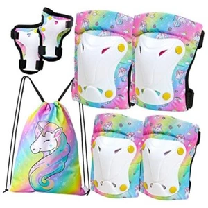 Knee Pads for Kids Unicorn Knee Elbow Pads Wrist Guards with Small A Rainbow - Picture 1 of 7