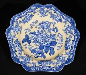 Spode Blue Room Plate Garden Collection British Flowers Rosa 9.5" Blue & Yellow - Picture 1 of 3