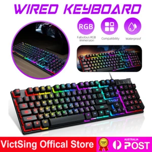 104 Keys USB Wired Mechanical Gaming Keyboard LED Backlit Keypad For PC Laptop - Picture 1 of 12