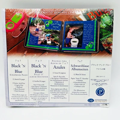 Protector de recargas Creative Memories Scrapbook 7x7 negro y azul 12 hojas 24 páginas Foto 1 de 4