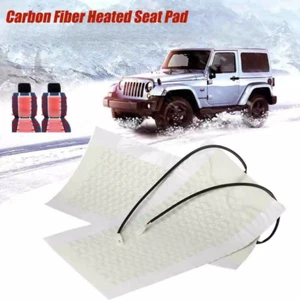 12V Universal Car Seat Carbon Fiber Heated Heating Warmer Heater Pad Kit Cushion - Picture 1 of 9