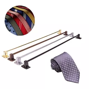 2 x TIE RACK RAIL BAR ANTIQUE/BRASS/SILVER/BLACK Wardrobe Door Mounted Storage - Picture 1 of 23