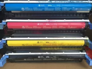 SET OF 4 OEM HP 645A Toner Cartridges PARTIALLY FULL BK C9730A CY MAG YEL - Picture 1 of 9