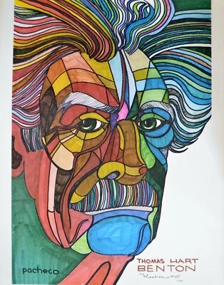  Impresión firmada por Ferdie Pacheco "Thomas Hart Benton" 20" x 16", arte Ferdie Pacheco Foto 1 de 4