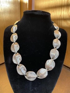 Vintage Silver Tone Necklace ~ Feather-like Choker Style ~ 17" long - Picture 1 of 8