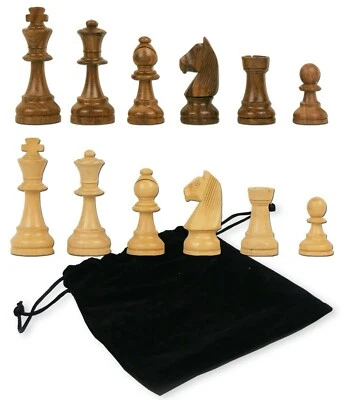 Wood Staunton Chessmen 3.5" King Tournament Size Hand Carved Indian Chess Pieces - Image 1 of 4