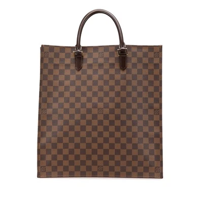Bolso de Mano Louis Vuitton Autenticado Damier Level Sac Plat Marrón Lona Foto 1 de 4
