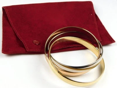 Brazalete Brazalete Anillo Rodante CARTIER TRINITY WIDE Oro Tricolor 18k Talla 62 B6765 Foto 1 de 4