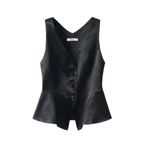 Lady Sleeveless Vest Tank Tops Button Blouse Gilet Casual Elegant Fashion Solid - Picture 1 of 7