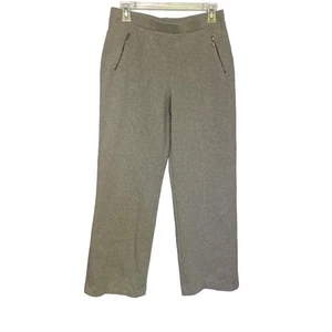 i. e. relaxed Women Pull On Gray Pants with Two Front Zipper Pockets, Stretch Co - Picture 1 of 11