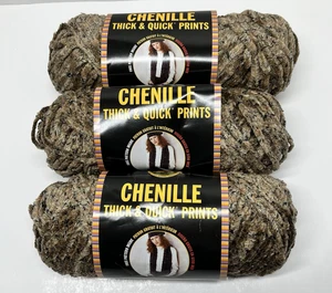 Lion Brand Chenille Acrylic Yarn 3 Skeins Desert Print New Bulky Crochet Knit - Bild 1 von 12