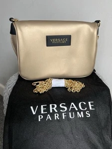 Versace Parfums Gold & Black Crossbody Zip Bag Gold Chain New with Dustbag - Picture 1 of 10