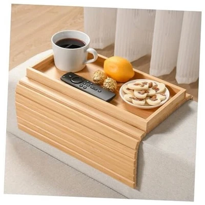 Sofa Arm Tray, Anti-Dropping Couch Arm Tray, Foldable Sofa Armrest Tray Bamboo - Image 1 of 4