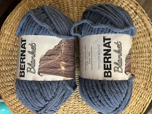 Bernat Blanket Yarn - 5.3 oz country Blue Lot Of 2 - Picture 1 of 2