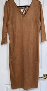 Gill Faux Suede Dress/ Indian Princess Costume/womens L - Picture 1 of 5