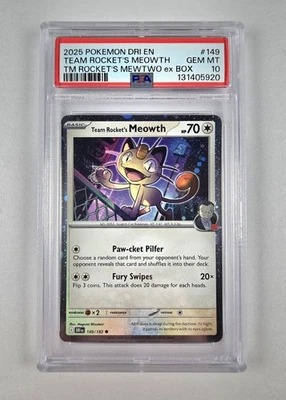 PSA 10 Team Rocket’s Meowth 149/182 Cosmos Foil English DRI EX Box Pokémon - Image 1 of 3