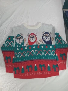 WT Disney Kid’s Star Wars Christmas Sweater Spirit Jersey Ewoks Med 7/8 No Tag - Picture 1 of 19